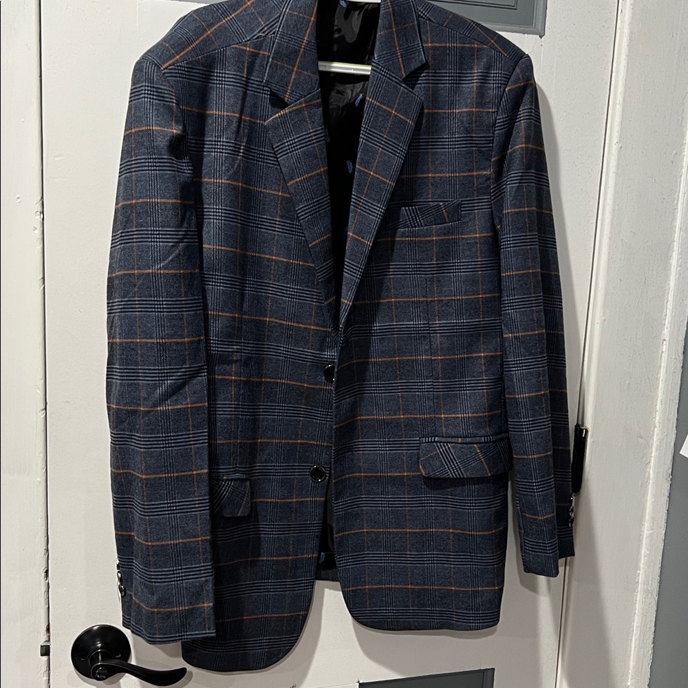 Men's Plaid Blue Blazer